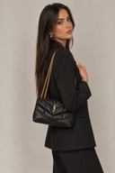 Sac à bandoulière Puffer Toy en cuir lisse noir et doré - Saint-Laurent