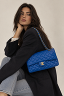 Sac à bandoulière Timeless 11.12 en cuir lisse bleu - Chanel