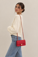 Sac à bandoulière Timeless 20CM en cuir lisse rouge - Chanel