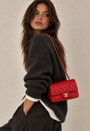 Sac à bandoulière Timeless 20CM en cuir lisse rouge - Chanel
