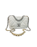 Sac à bandoulière Chanel 19 small en cuir blanc - Chanel