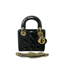 Sac à bandoulière Mini Lady Dior en cuir verni noir - Christian Dior