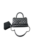 Sac à bandoulière Coco Handle en cuir caviar noir - Chanel