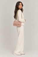 Sac à bandoulière Timeless en tweed beige et rouge - Chanel