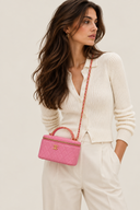 Sac à bandoulière Vanity en cuir lisse rose - Chanel