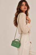 Sac à bandoulière Vanity en cuir lisse vert - Chanel
