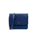 Sac à bandoulière Wallet-On-Chain en cuir caviar bleu - Chanel