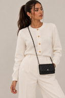 Sac à bandoulière Wallet-On-Chain en cuir caviar noir et argenté - Chanel