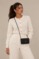 Sac à bandoulière Wallet-On-Chain en cuir lisse noir - Chanel