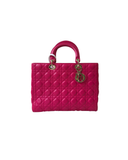 Sac à bandoulière Lady Dior Large en cuir lisse rose - Christian Dior