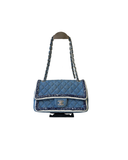 Sac à bandoulière Timeless 25CM en denim tressé bleu - Chanel