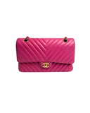 Sac à bandoulière Timeless 25 en cuir chevron rose - Chanel