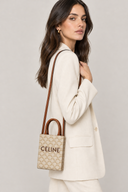 Sac à épaule Mini Cabas Vertical en toile et cuir - Celine