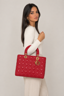 Sac à main Lady Dior GM en cuir lisse rouge - Christian Dior
