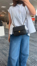 Sac à bandoulière Timeless Square en cuir lisse noir - Chanel