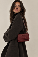 Sac à bandoulière Wallet-On-Chain en cuir caviar bordeaux - Chanel